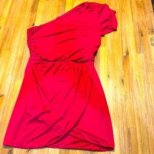NBD bright deep red off shoulder mini dress.  Size 4